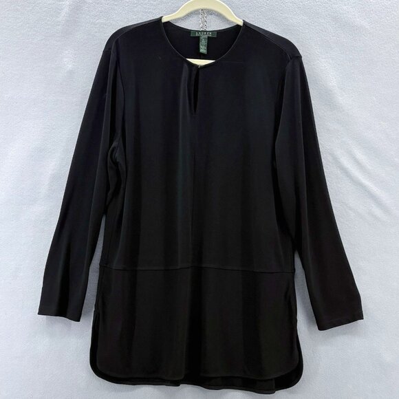Lauren Ralph Lauren Tops - Lauren Ralph Lauren Womens X-Large Black Tunic Top‎ Long Sleeve Stretch, Casual